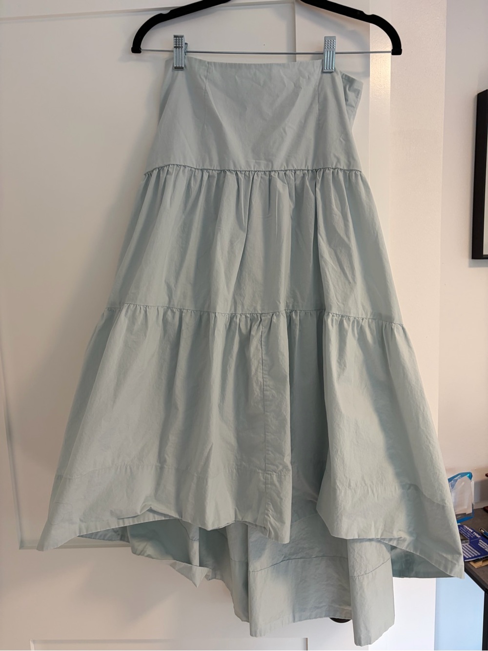Banana Republic Pale Blue High-Low Tiered Maxi Skirt